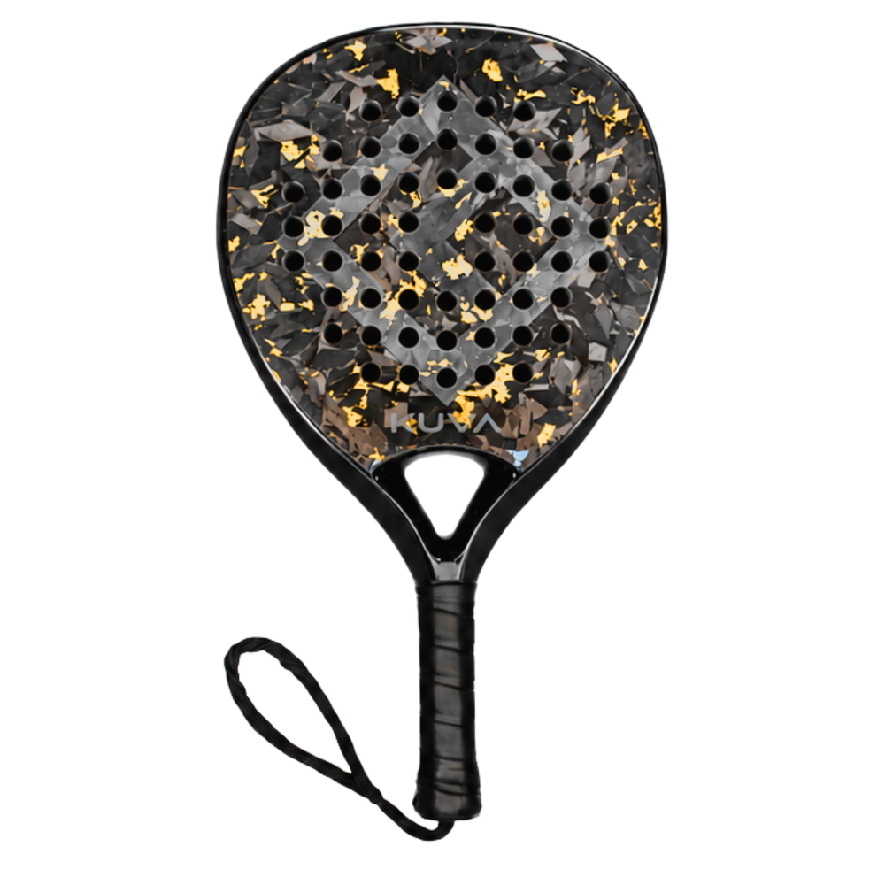KUVA Aurum Teardrop – 18K forged carbon padel racket with restrained gold detailing